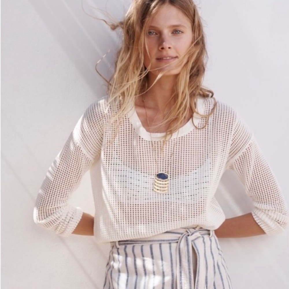 Madewell Ivory Open-Knit Pullover Sweater